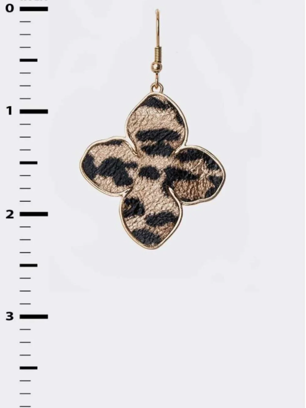 Leopard Print Faux Fur Lined Gold Animal Print Clover Drop Earrings